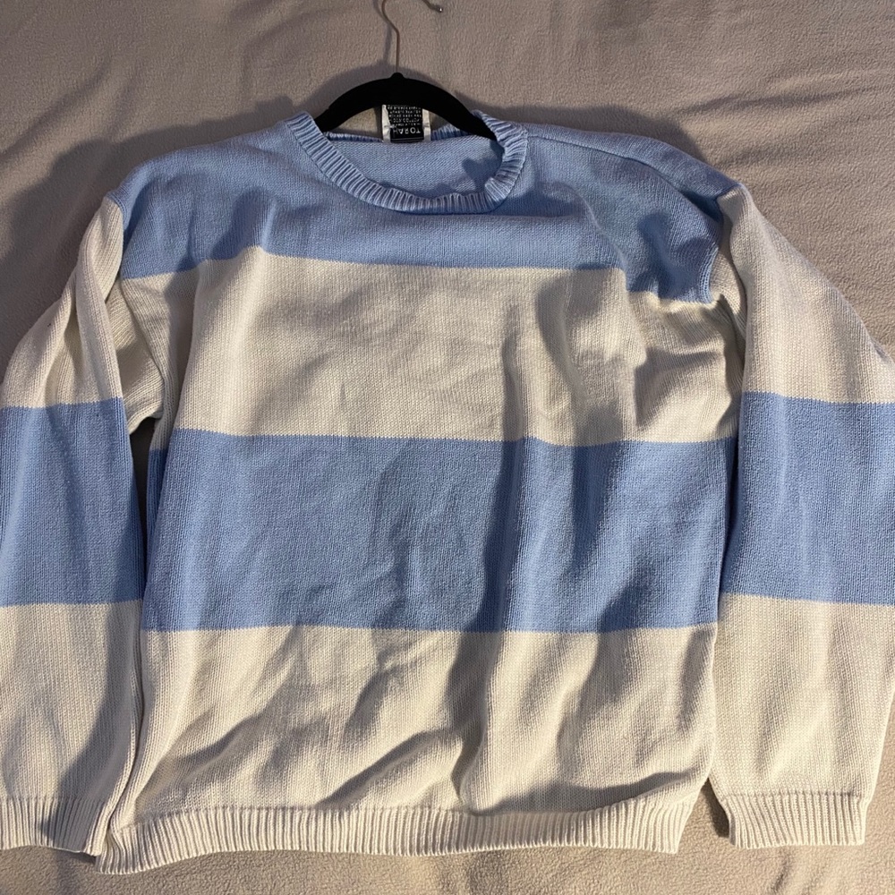 White and blue long sleeve